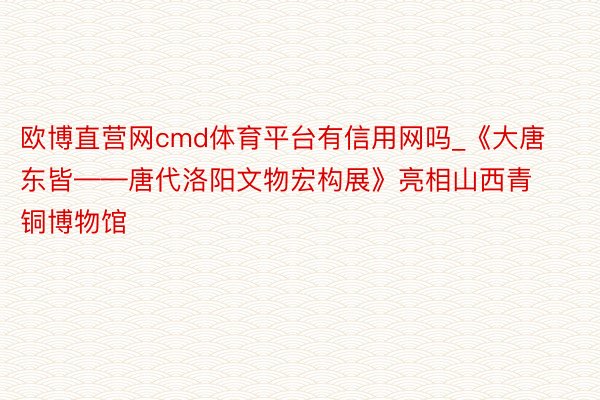 欧博直营网cmd体育平台有信用网吗_《大唐东皆——唐代洛阳文物宏构展》亮相山西青铜博物馆