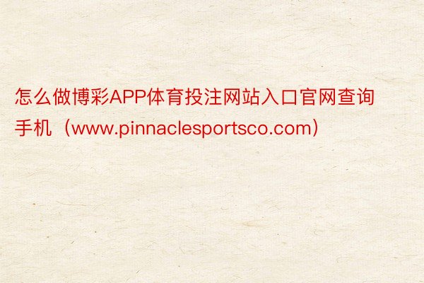 怎么做博彩APP体育投注网站入口官网查询手机（www.pinnaclesportsco.com）